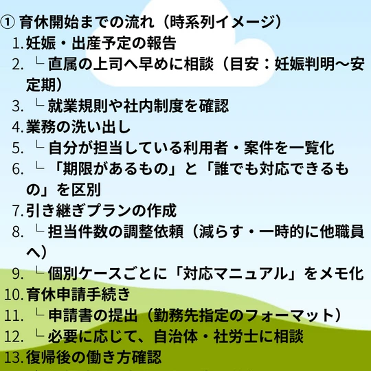 育休前にやっておきたいこと ― 詳細工程テンプレート1